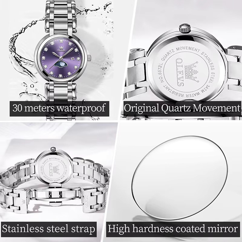 OLEVS Armbanduhr Quarz, Edelstahl, Roségold, Diamantbesetzt, Damen - Bild 5