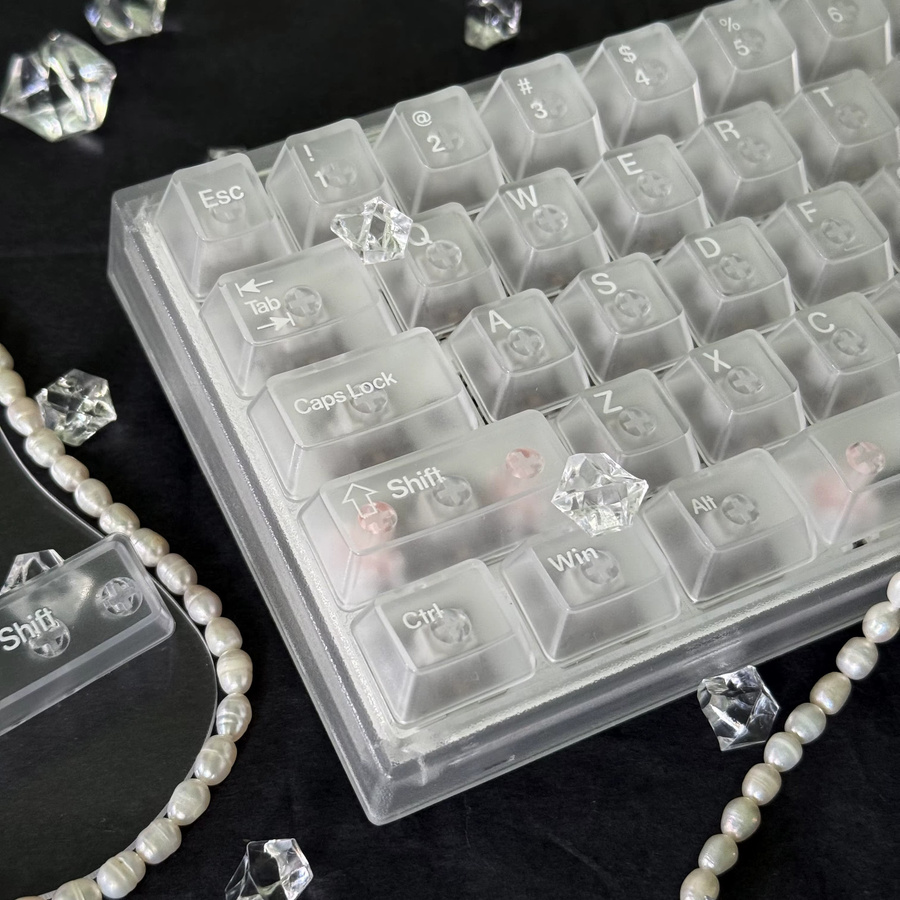 Transparente und mattierte PC-Tastenkappen in Schwarz für mechanische Tastaturen mit Numpad, geeignet für 60 %, 75 %, TKL, 96 % und 100 % Layouts - Bild 3