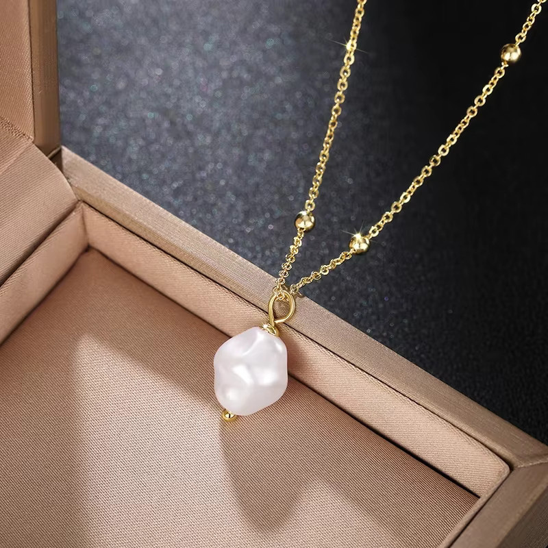 Huitan Halskette mit Anhänger, Perle, Gold, Damen - Bild 3