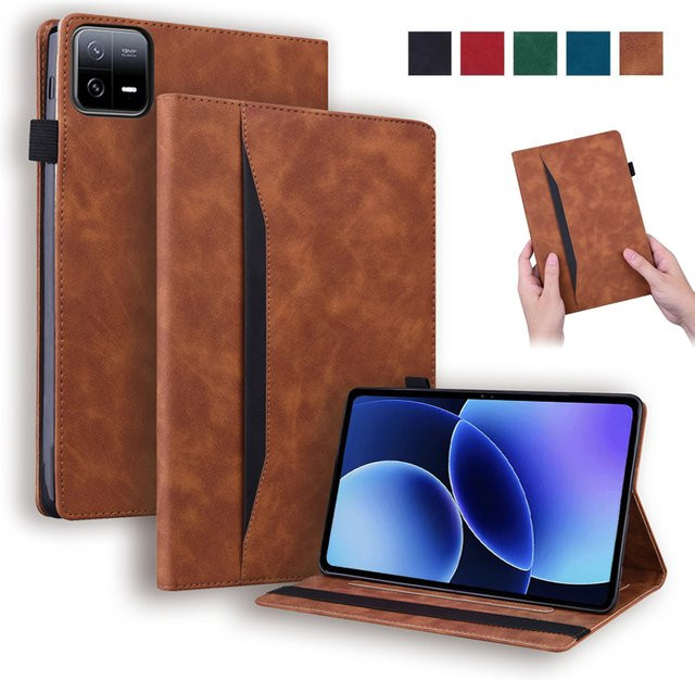 Luxus Wallet Stand Hülle für Xiaomi Pad 8 und Pad 8 Pro 11,2 Zoll in Grün und Braun - Bild 1
