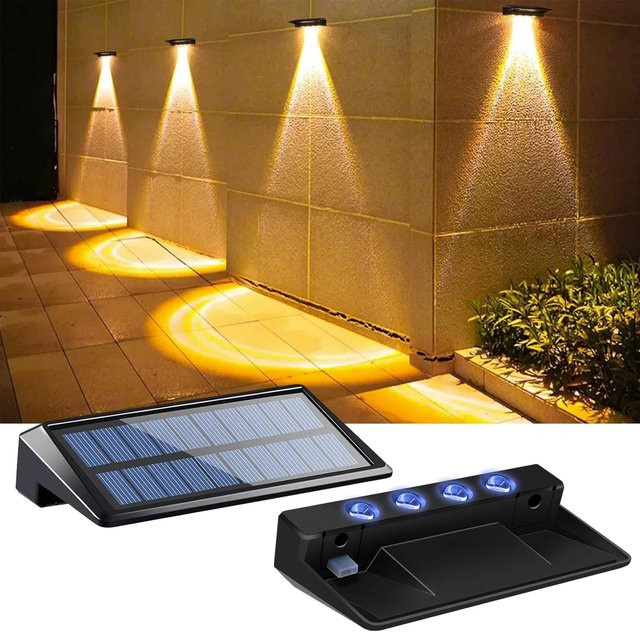 AMARYLLIS Solar-Zaunleuchten für den Außenbereich mit RGBW-Farbwechsel und warmweißem LED-Licht, wasserdichte IP65 Außenwandleuchten für Garten und Treppen, Schwarz - Bild 1