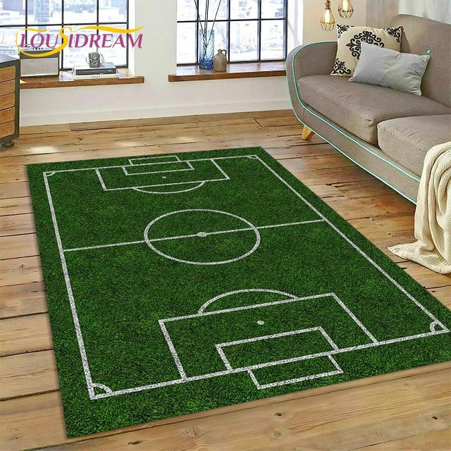 Karpetti 3D-Teppich mit Fußballfeld Motiv in Grün, B/B: 120 x 80 cm - Bild 1