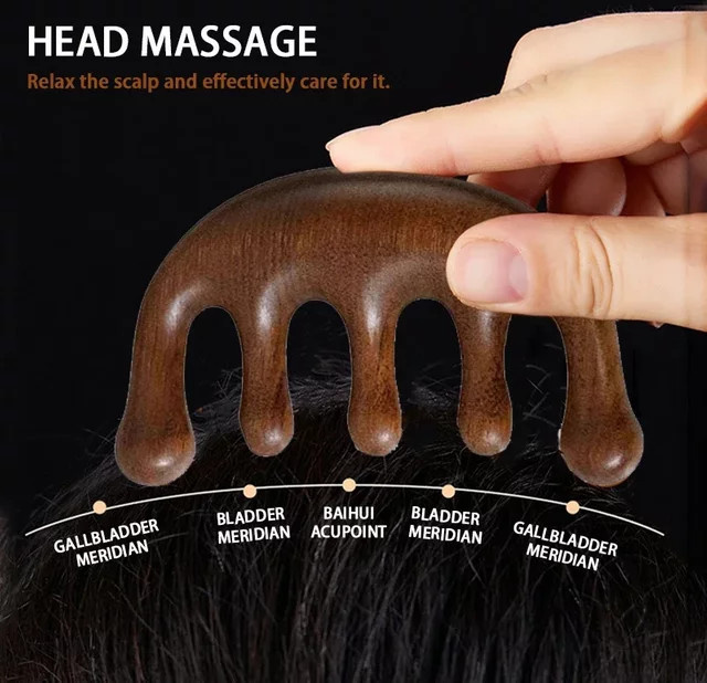 RUZOFO Massage Kamm aus Sandelholz, Unisex, für Kopfhaut und Körper - Bild 1