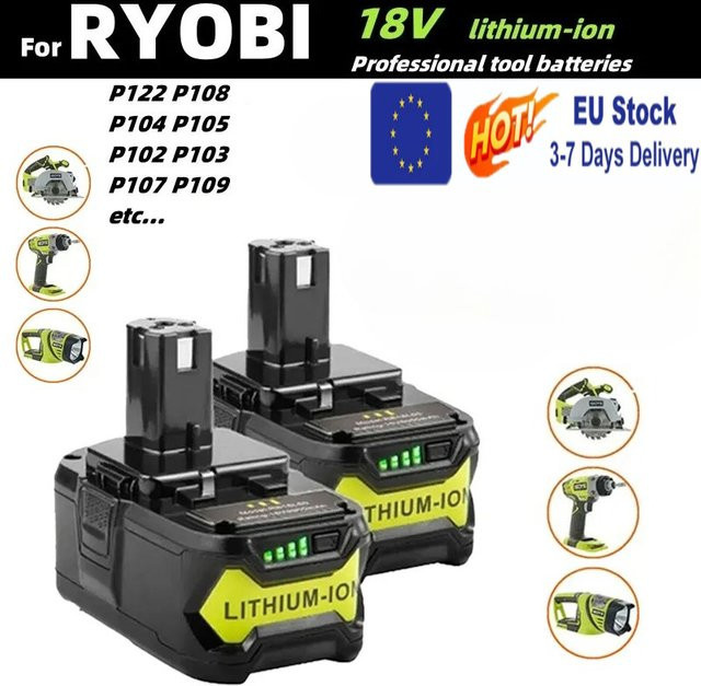Ryobi Ersatz Akku 18V Li-Ionen für ONE+ Elektrowerkzeuge, 6000 mAh, Schwarz - Bild 1