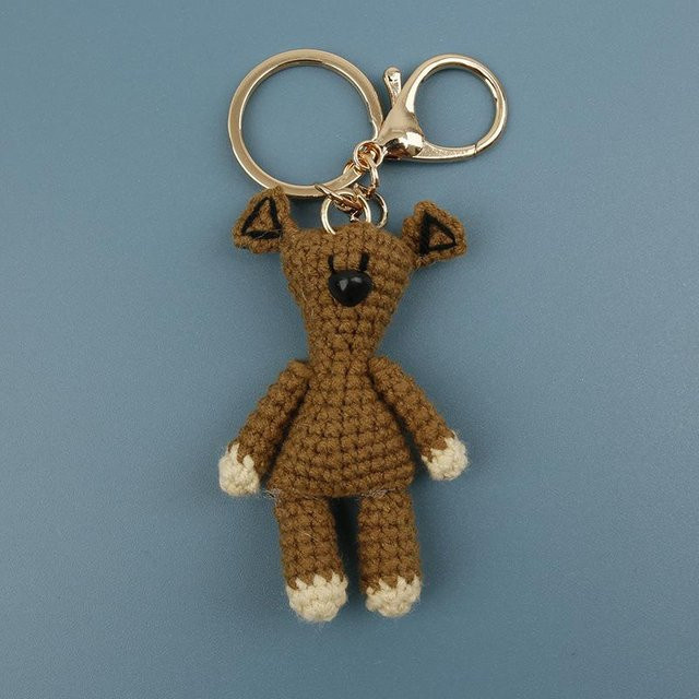 Linyi toy Schlüsselanhänger, Bärenpuppe, gestrickt, grau, Unisex - Bild 1