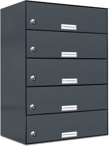 AL Briefkasten für 5 Parteien mit Zaundurchwurf, grau, B/H/T: 38,5 x 57,5 x 27,5 cm - Bild 1