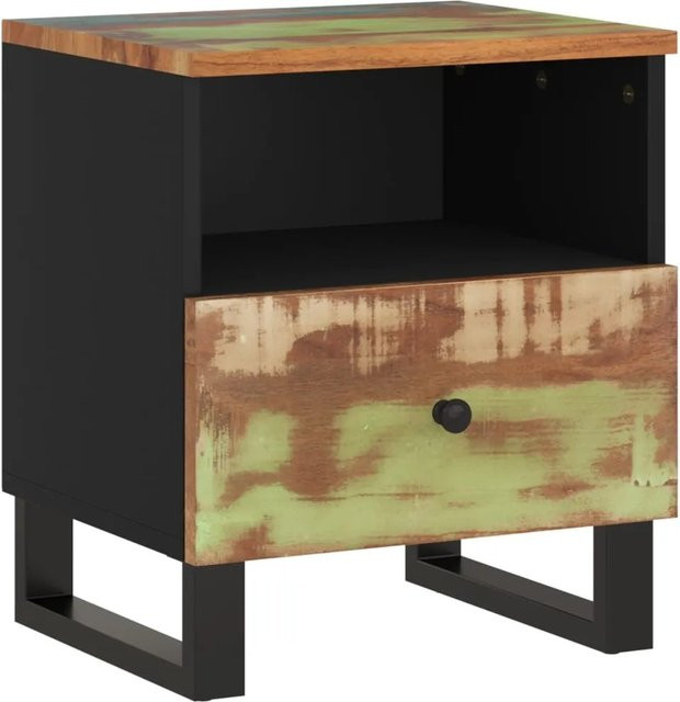 vidaXL Nachttisch im Industrial Style aus Altholz und Holzwerkstoff, Multicolour, B/T/H: 31 x 31 x 46 cm - Bild 1