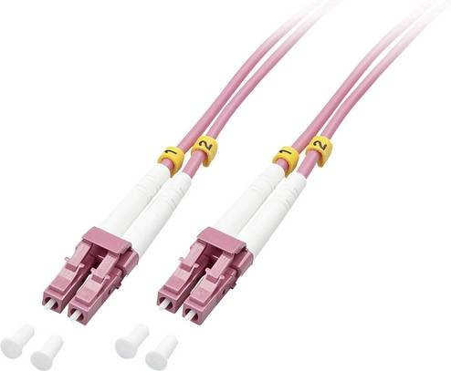 LINDY Glasfaser LWL Anschlusskabel OM4 Multimode Pink, Länge: 1,00 m, 1x LC auf 1x LC, 50/125 µm - Bild 1