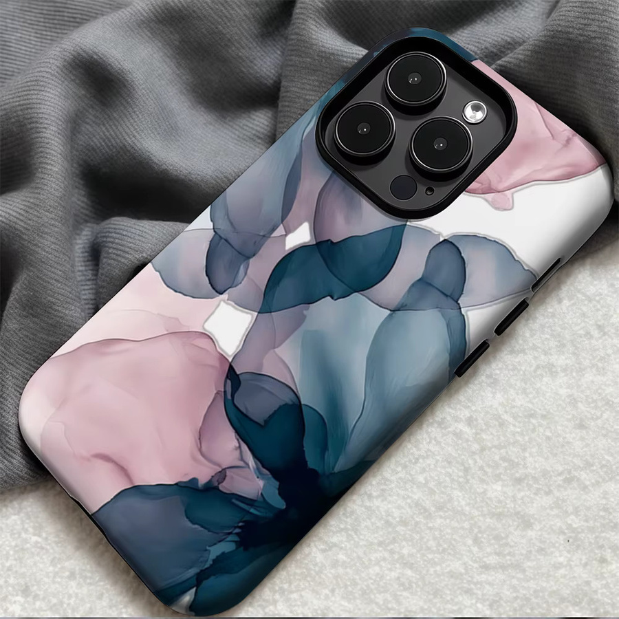 Potdemiel Handyhülle Blush & Teal Flow für iPhone 17 16 15 14 13 Pro Max Plus, robuste doppelschichtige Hülle in Pink, Blau und Multicolour - Bild 5