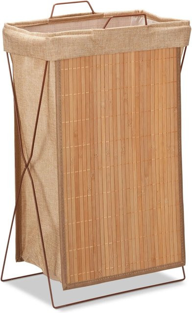 Klappbarer Wäschekorb von Relaxdays aus Bambus in Beige, B/T/H: 61 x 38 x 22 cm - Bild 1