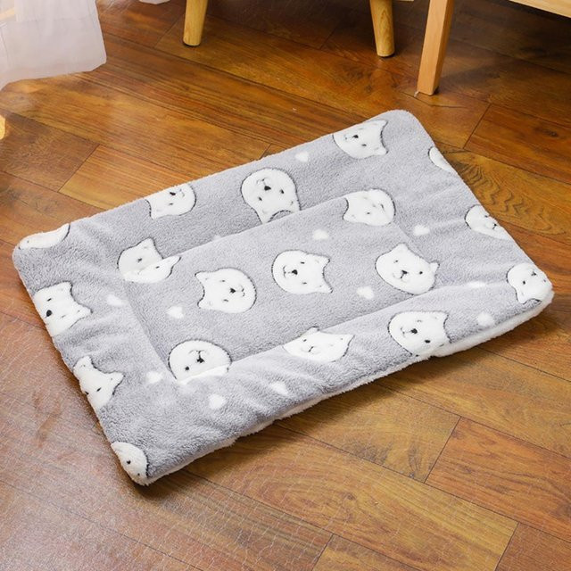 Quadratische Haustiermatte aus Flanell und Plüsch für Hunde und Katzen, warme Wintermatte als Deckenbett, B/T: 35 x 27 cm - Bild 1