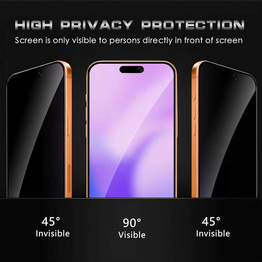 2 Stück Privacy Displayschutzfolie für Apple iPhone 17 Pro Max, iPhone 17 Pro, iPhone 17 und iPhone 17 Air, Anti-Spy Hartglasfolie mit vollständiger Abdeckung, transparent - Bild 3