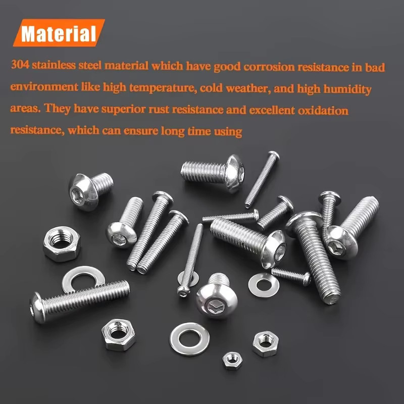 Zimir 600-teiliges Edelstahl-Hardware-Set in Silber mit M2, M3, M4, M5 Schrauben, Bolzen, Muttern und Unterlegscheiben - Bild 4