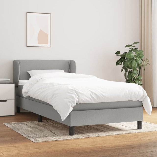 vidaXL Boxspringbett Hybrid mit Matratze und Taschenfederkern, Hellgrau, B/T/H: 100 x 200 cm - Bild 2