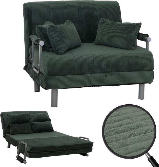 Schlafsessel MCW K29 als Schlafsofa und Gästebett aus Cord in Grün mit Liegefläche 190 x 100 cm - Bild 1
