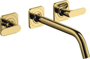 Hansgrohe Axor Citterio Waschtischarmatur Fertigset, 3-Loch-Armatur für Wandmontage, Gold, Ausladung: 22,6 cm - Bild 1
