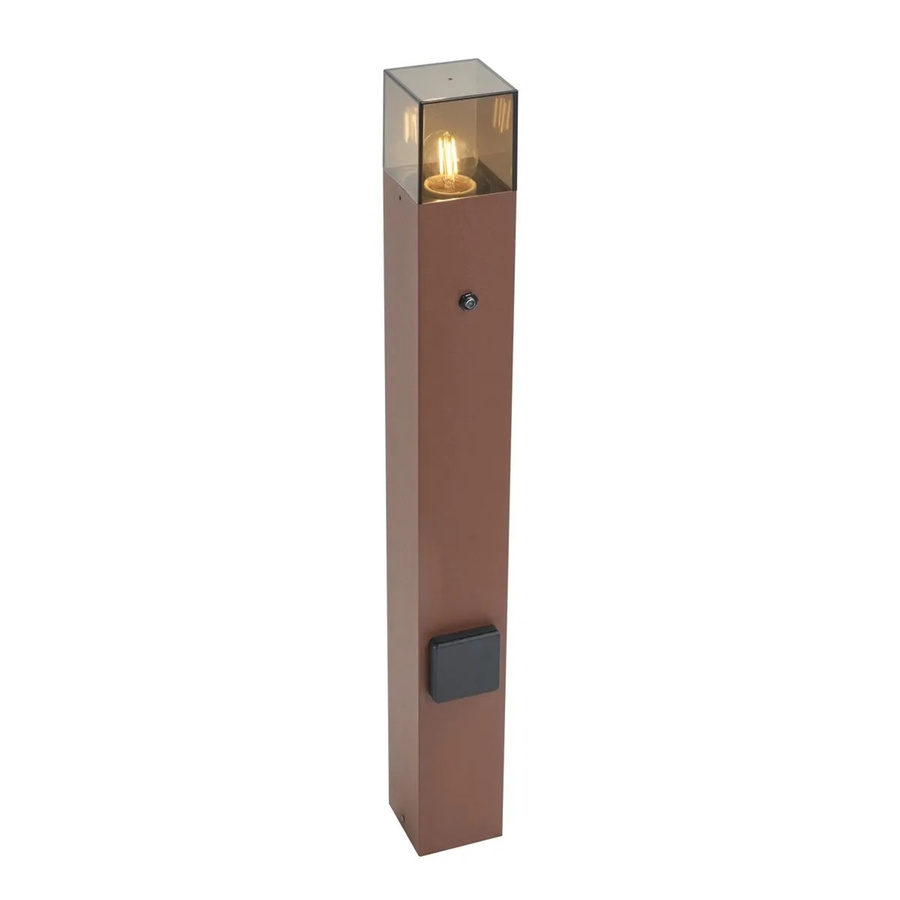 QAZQA Industrielle Außenleuchte in Rostbraun mit Rauchglas und Dämmerungssensor, IP44, Höhe: 70 cm - Bild 2
