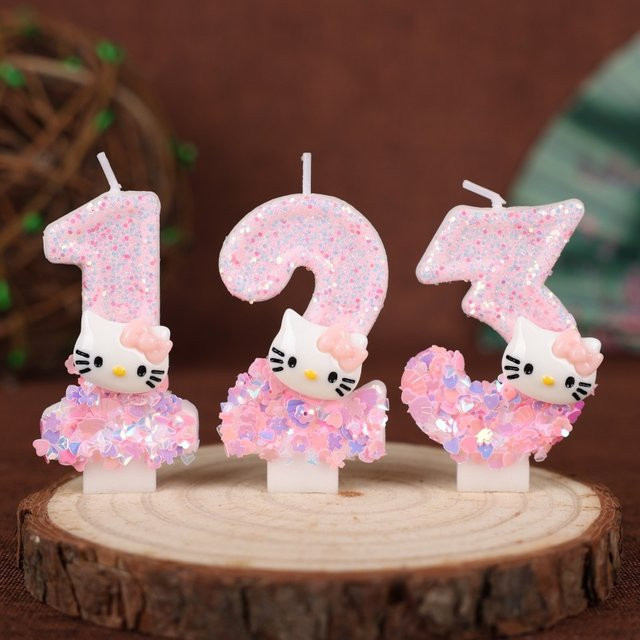 MINISO Digitale Geburtstagskerze mit Katzenkopf als Partydekoration in Pink - Bild 1