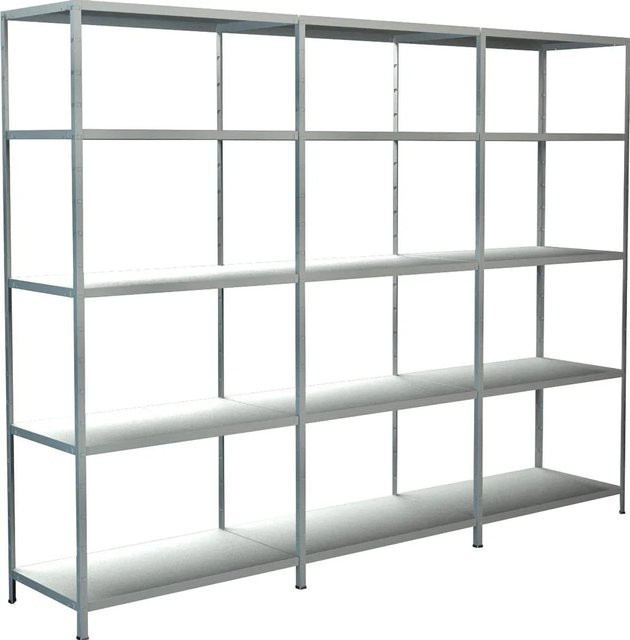 SCHULTE REGALWELT Steckregal-Set aus Metall mit 1 Grundregal und 2 Anbauregalen in Weiß, H 200 cm x B 260 cm x T 50 cm - Bild 1