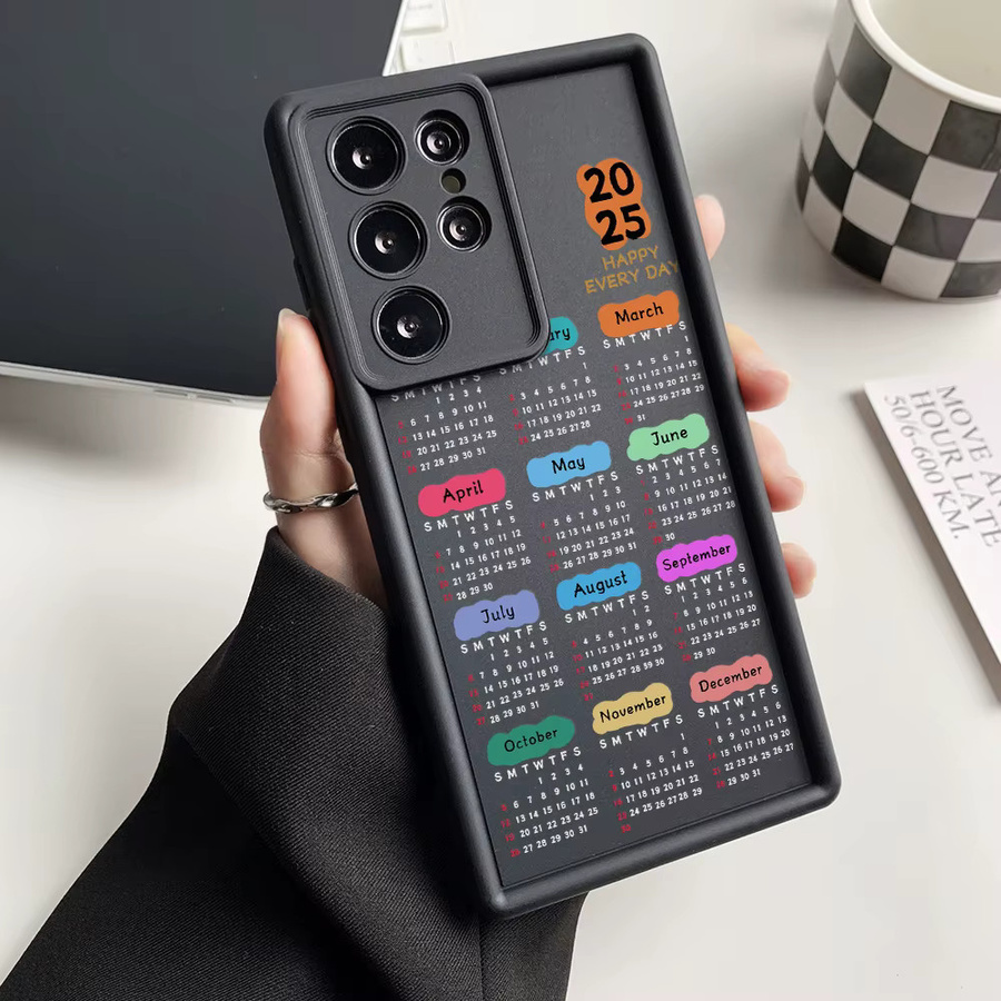 Handyhülle mit Neujahrskalender Design für Samsung Galaxy S24 S25 Ultra S23 S22 S21 S20 FE A55 A35 A54 A06 A34 A16 A25 A15 A53 in Braun und Mehrfarbig - Bild 2