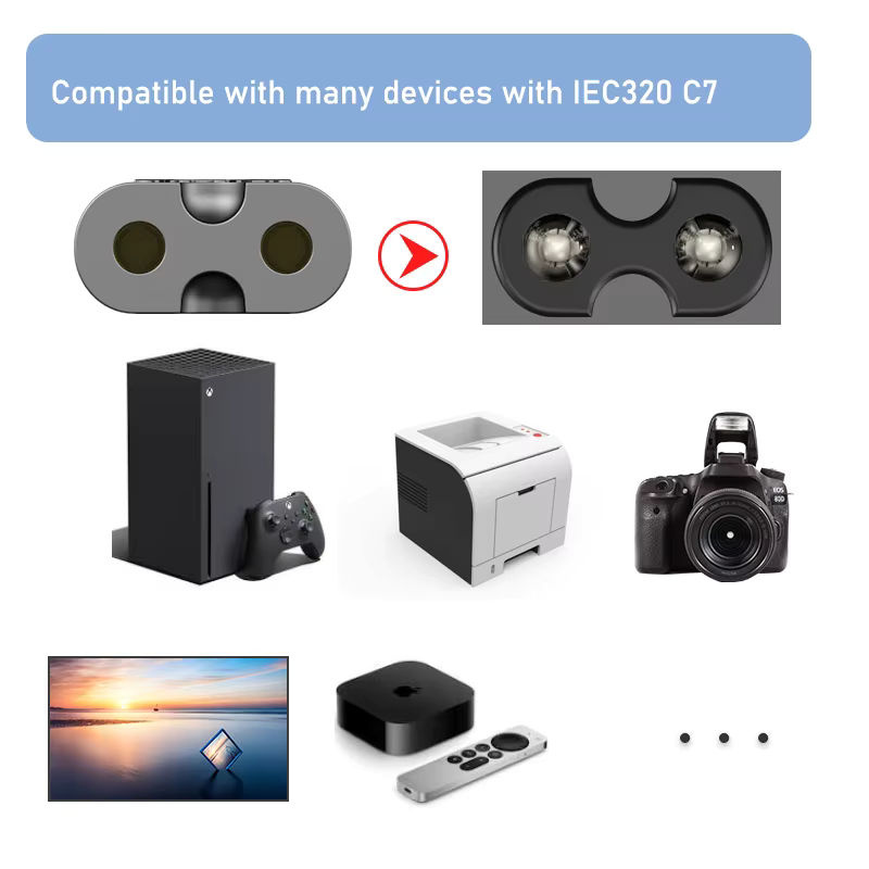 VBDWRM EU zu IEC 320C C7 AC-Netzkabel Schuko CEE7/16 bis C7 Figure 8 Stromkabel für Samsung Philips Sony LED-Fernseher in Schwarz - Bild 4