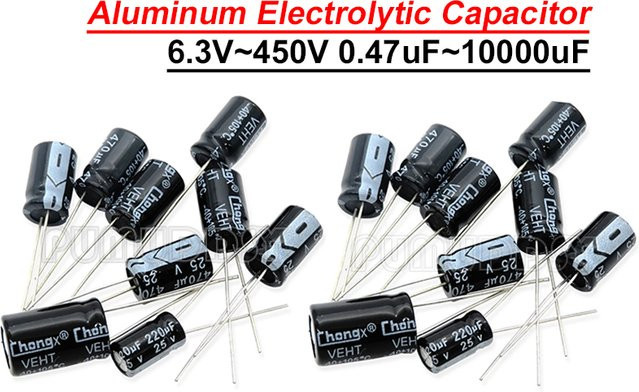 PUMUDDSY Aluminium-Elektrolytkondensator in Schwarz mit verschiedenen Spannungen von 10 V bis 63 V und Kapazitäten von 2,2 µF bis 10000 µF - Bild 1