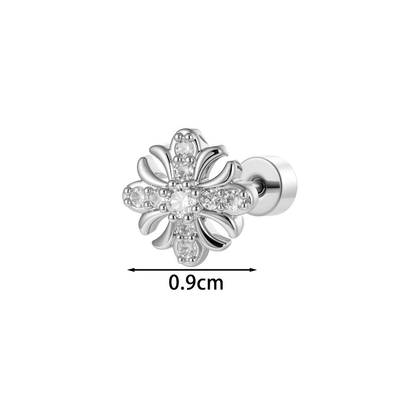 mling Ohrstecker Titan, Florales Kreuz, Zirkonia, Silber - Bild 2
