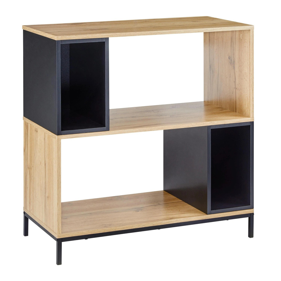Bessagi Home Regal Megy im Industrial Design aus MDF und Metall, Eichefarben/Schwarz - Bild 2