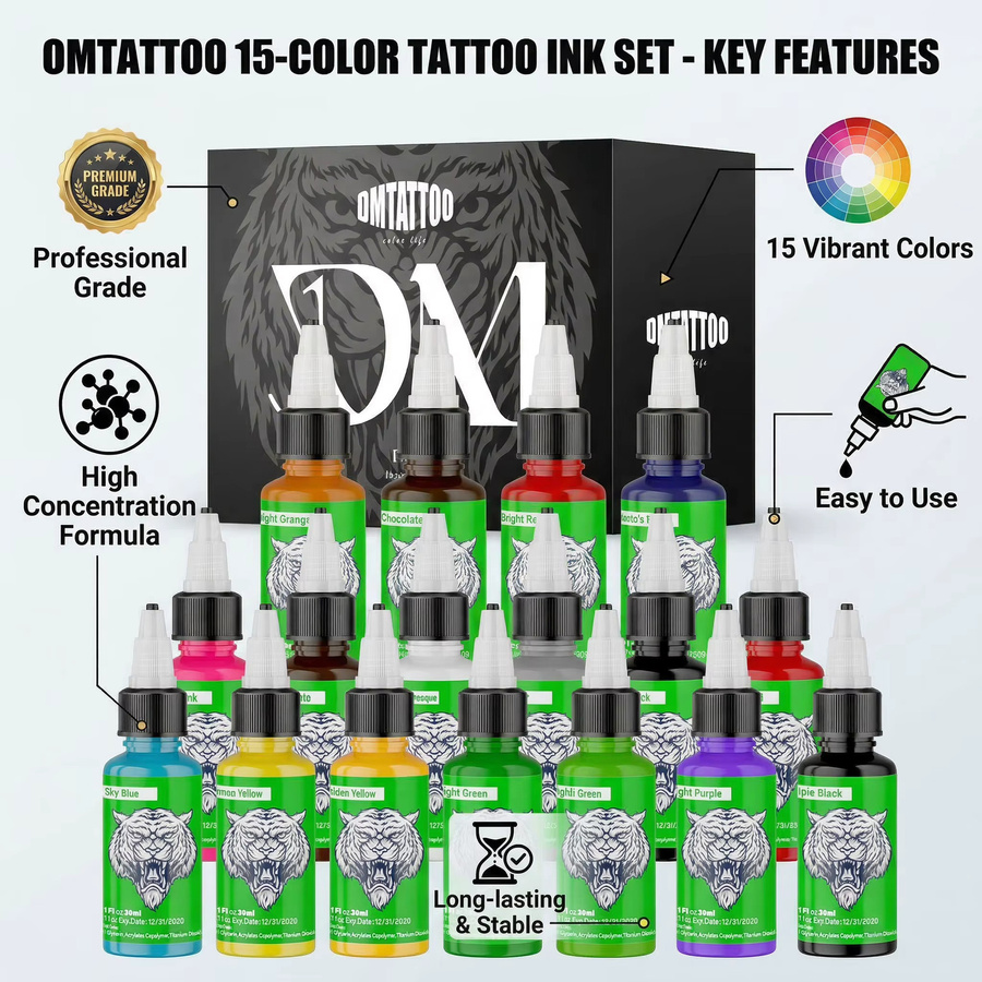 DMTATTOO Tattoo-Tinte, 15 Farben, 29,5 ml, Pflanzenextrakt - Bild 4