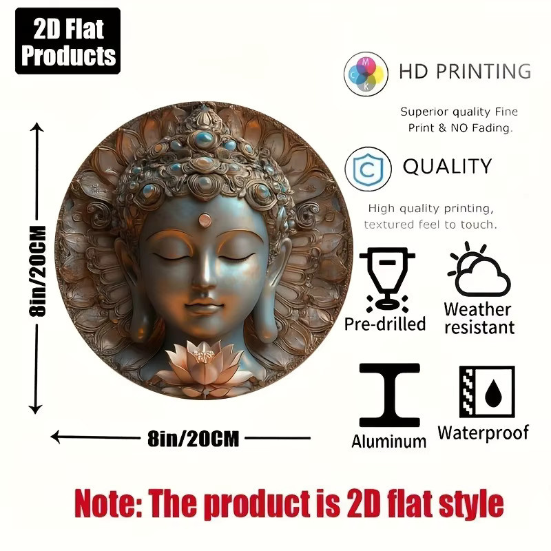 Dekoratives Metall-Wandschild Potdemiel mit Buddha-Motiv in Multicolour, rundes orientalisches Wandbild im abstrakten Stil - Bild 2