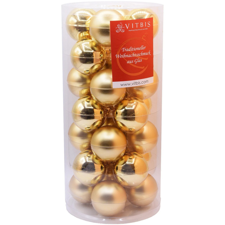 Vitbis Weihnachtskugeln aus Glas in Gold, 28 Stück, Durchmesser: 6 cm - Bild 2
