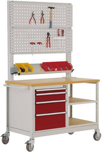 Manuflex MW2033.3003 Werkbank-Mobil mit Pegboard in Rubin-Rot - Bild 1