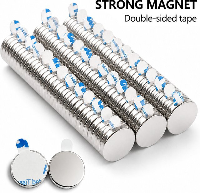 Superstarke Neodym-Scheibenmagnete in Silber mit Klebstoffrückseite, Durchmesser: 13 mm, Höhe: 2 mm - Bild 1