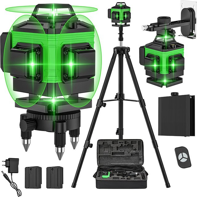 Automatischer 4D Laser-Nivellierer mit 16 Linien und Basis, Schwarz - Bild 1