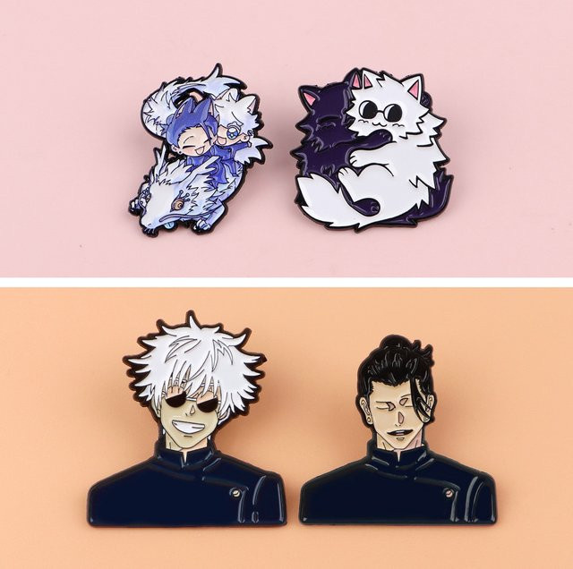 Brosche Manga Katze, Emaille, Metall, Bunt, Unisex - Bild 1