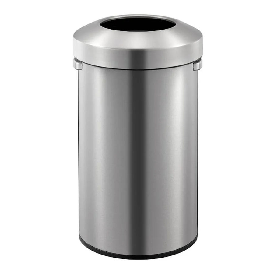 PROREGAL Offener Abfallsammler aus gebürstetem Edelstahl in Silber, Volumen: 90 Liter, H x Ø: 75 x 44,8 cm - Bild 2