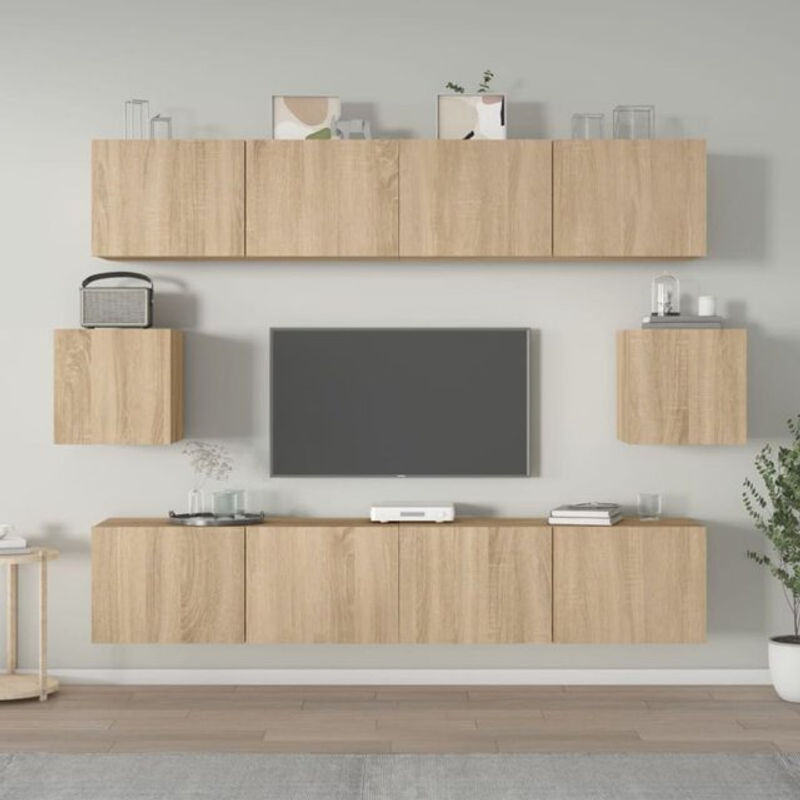 Vidaxl 6-teiliges TV-Schrank-Set Sonoma-Eiche in Braun im klassischen und minimalistischen Design - Bild 1