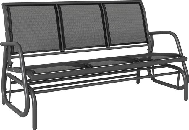 Outsunny 3-Sitzer Gartenschaukel aus Metall und Textilene in Schwarz, B/T/H: 151 x 75 x 85 cm - Bild 1