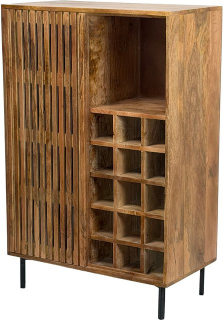 Hausbar im Industrial Stil aus Mango Holz und Metall in Braun und Schwarz, B/T/H: 123 x 43 x 80 cm - Bild 1
