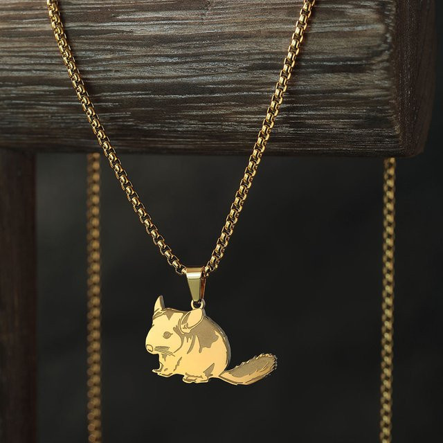 Kinitial Chinchilla-Anhänger, Edelstahl, Gold, Unisex - Bild 1