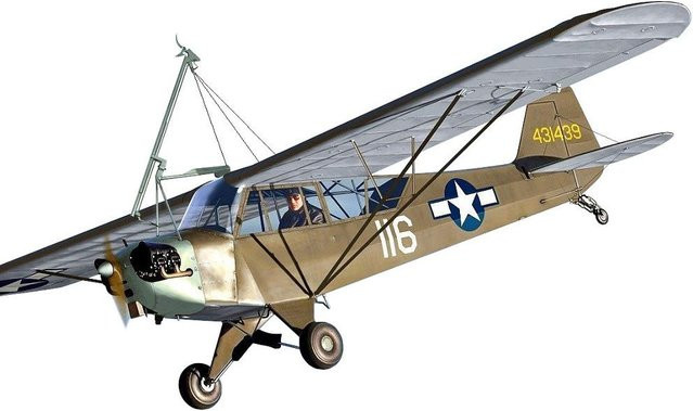 KP Models US Army Piper L-4 Grasshopper mit Brody-Haken, Plastikmodellbausatz, 1/72, grau - Bild 1