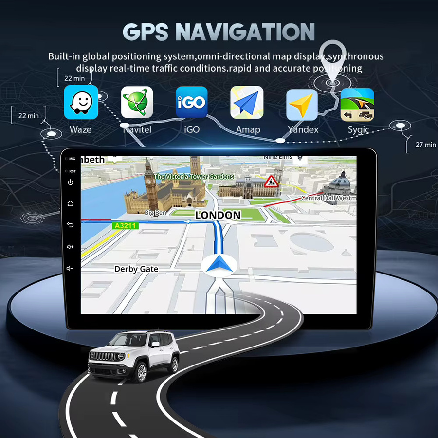 Podofo Android Autoradio mit 8GB RAM und 128GB Speicher für Renault Sandero 2014-2017, 2DIN Stereo mit Carplay, Android Auto, GPS-Navigation, WIFI und DSP, Schwarz - Bild 2