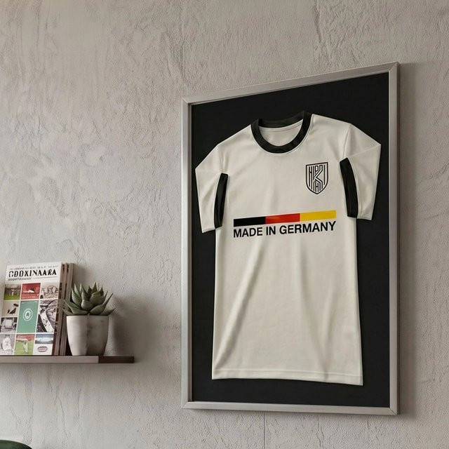 K-Möbel Echtholz Trikot Rahmen in Metallic Silber für Kindertrikots und Fan Shirts, Breite: 50 cm, Höhe: 70 cm - Bild 1