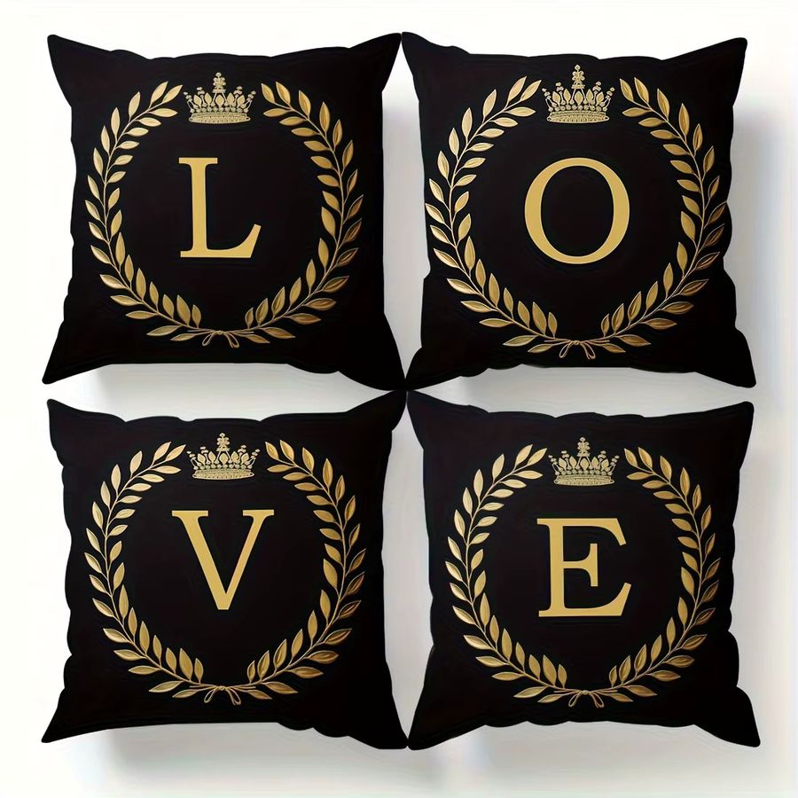 VIKAMA Kissenbezug mit 26 Buchstaben und Kronen-Design für Sofa und Wohnzimmer - Bild 4