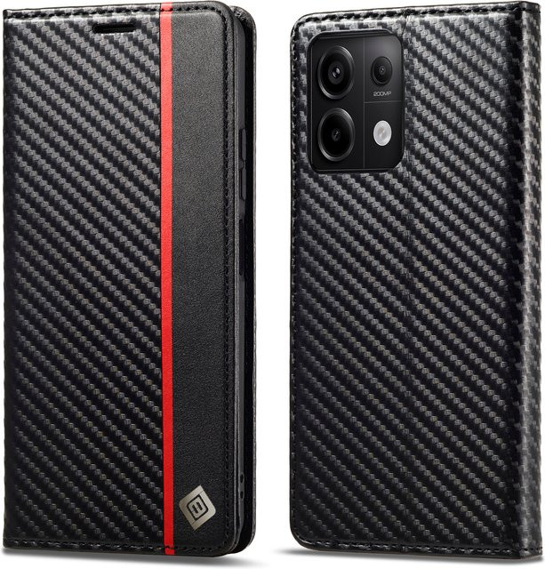 Magnetische Karten-Brieftasche und Flip-Cover aus Carbon Fiber für Xiaomi Redmi Note 13 Pro 12 13T 12T POCO X6 X5 X4 X3 11S 12S in Schwarz - Bild 1