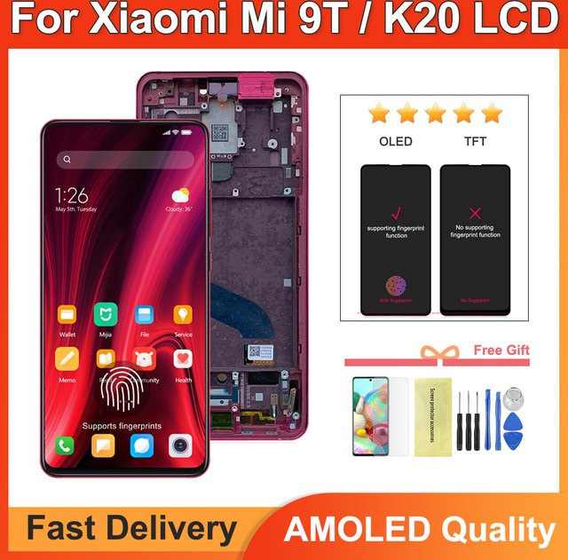 Xiaomi OLED LCD Ersatz Display mit Touch Digitizer und Rahmen Kit in Schwarz für Mi 9T Redmi K20 Pro K20 Mi 9T Pro - Bild 1