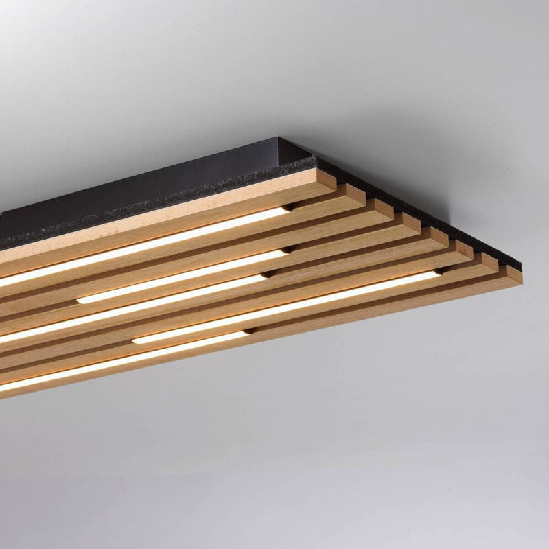 Just Light LED Deckenleuchte Eiche Schwarz mit Akustikfilz B/H/T: 80 x 30 x 5 cm - Bild 3