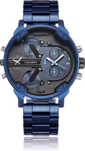 ZBJP Armbanduhr, Quarz, Edelstahl, Dual Time, Schwarz, Herren - Bild 1