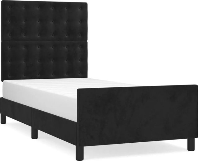 vidaXL Bettgestell mit Kopfteil aus Samt in Schwarz, B/T/H: 90 x 190 x 128 cm - Bild 1