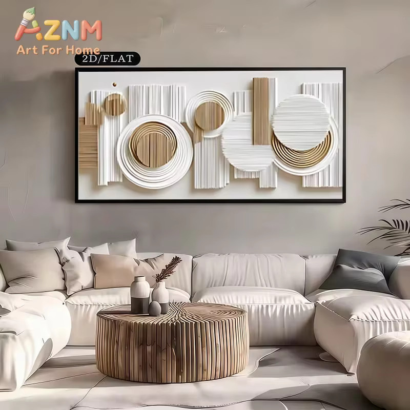 AZNM Wanddekoration 2D Flat – Minimalistisches geometrisches Leinwandgemälde in Mehrfarben, abstraktes Design, rechteckig - Bild 4